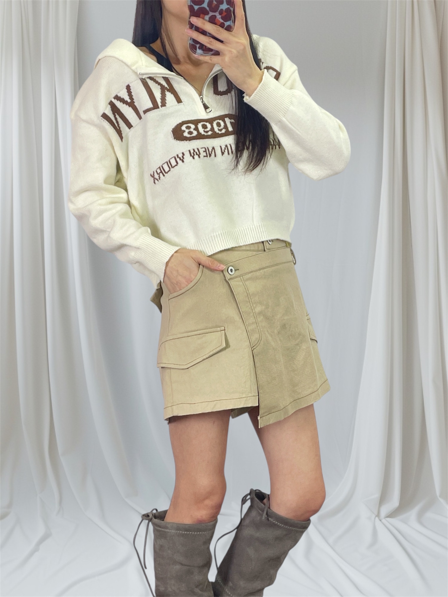 K5540 海軍領英文字薄針織top