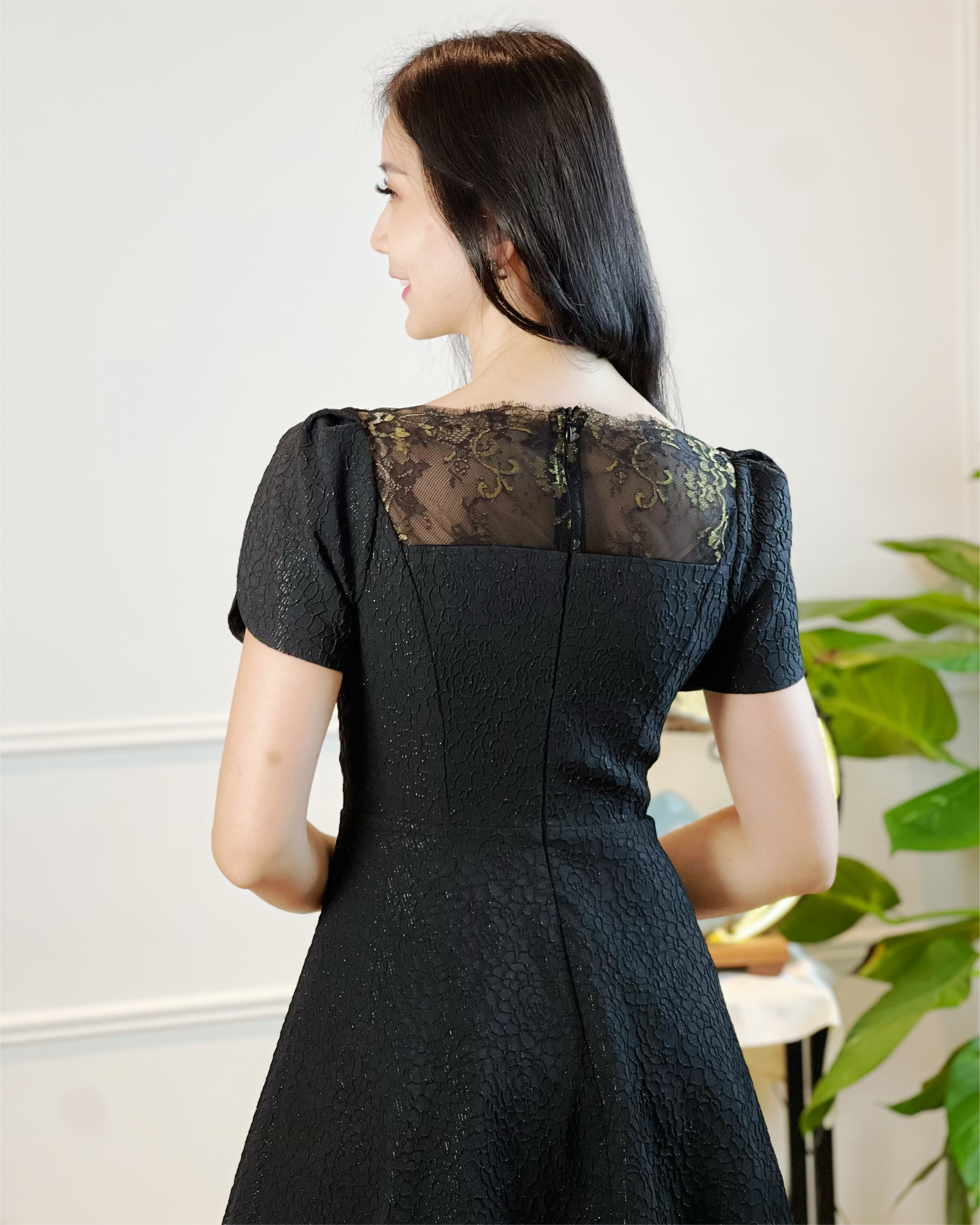 5090 Rosalind Black Pearl Mini Dress