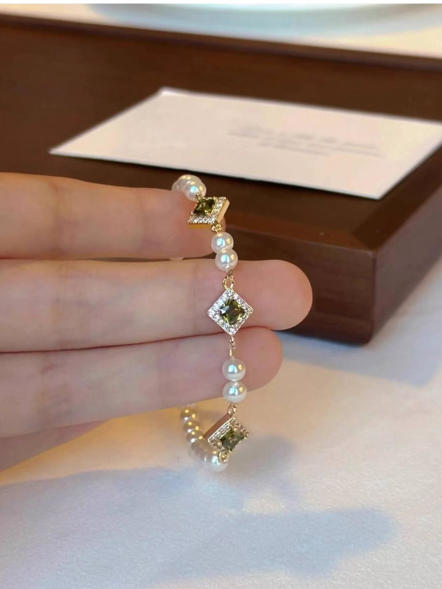 橄榄绿菱形满天星辰手链 🇨🇳