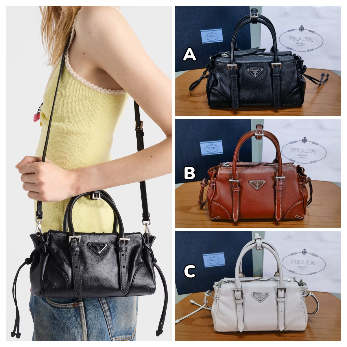 【頂級】Prada Karin 小號皮革手袋