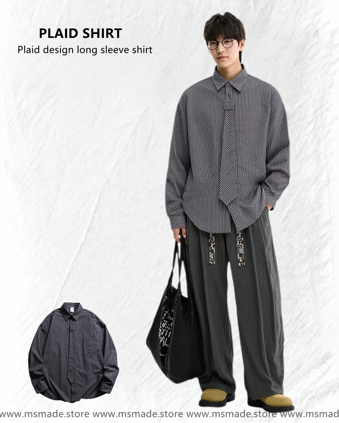 M0425 拆卸領带拼接襯衫