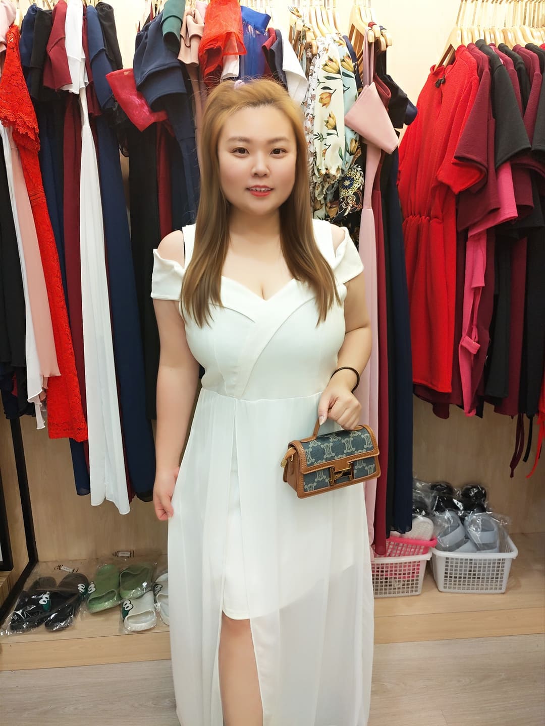 TT#0004 露肩Y领长纱礼服