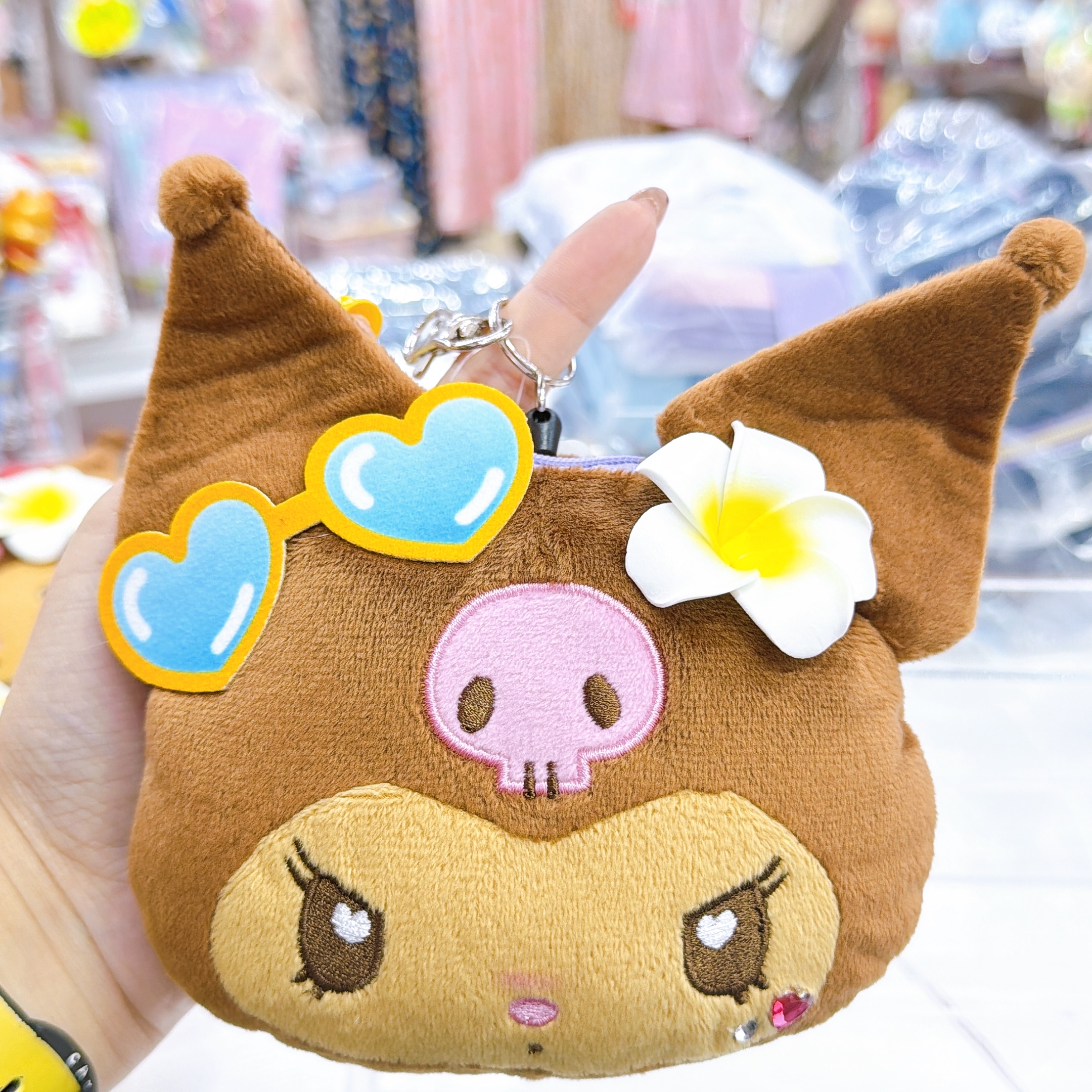 日本直送Sanrio 夏天黑皮泳裝系列 頭型伸縮卡套掛包散銀包