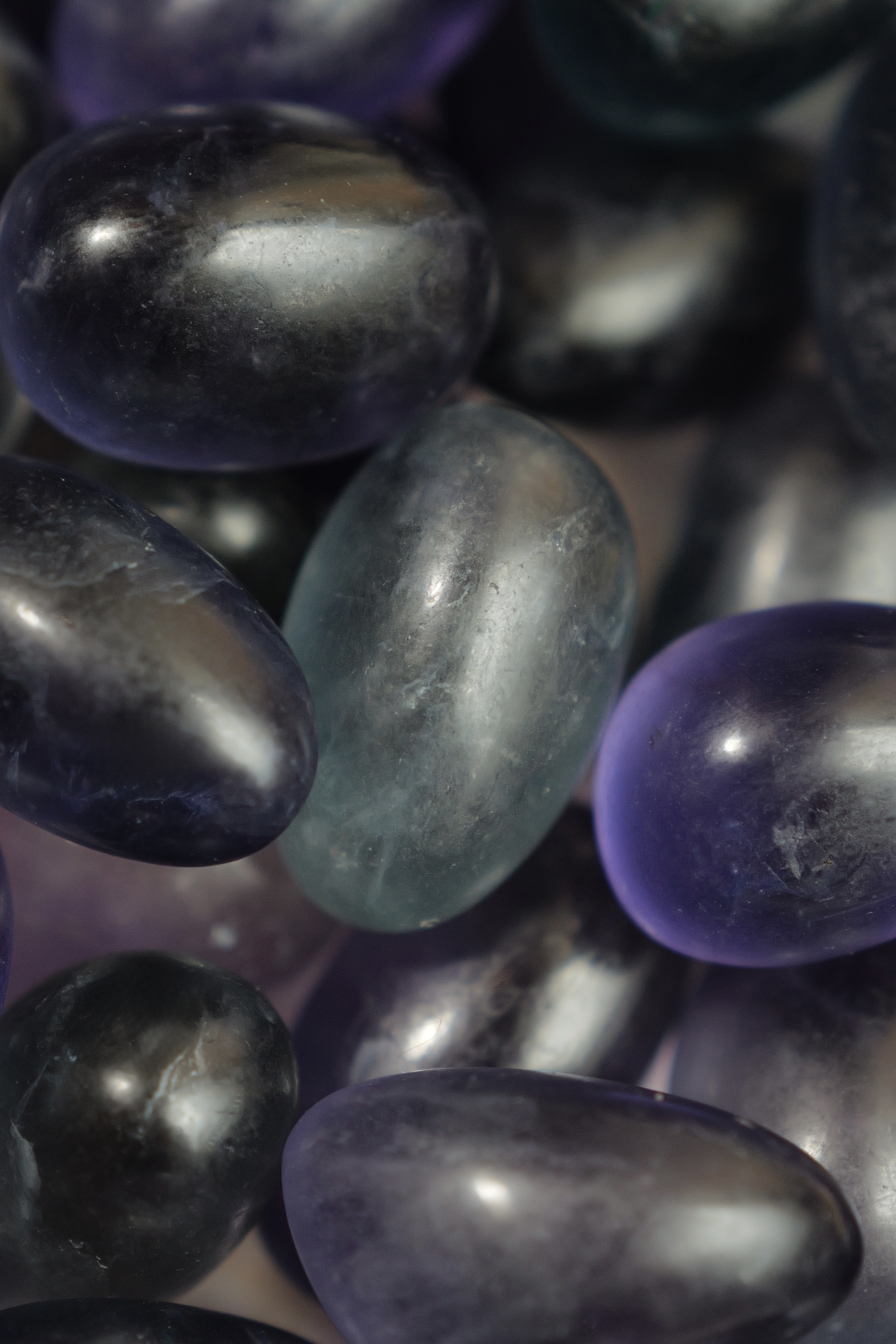 ༒紫藍綠螢石鵝蛋粒100g 包裝༒ FL.a097H18JG1*5T