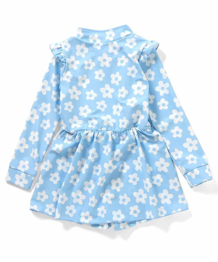 🇯🇵預訂 日本直送🇯🇵BREEZE兩色圖案滿印荷葉邊長袖連身泳衣