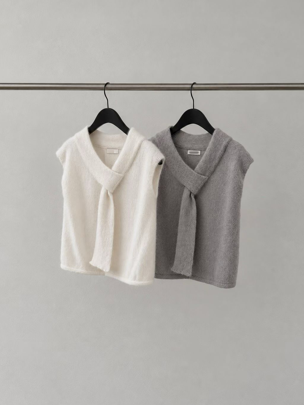 Elegant tie alpaca wool knit top
