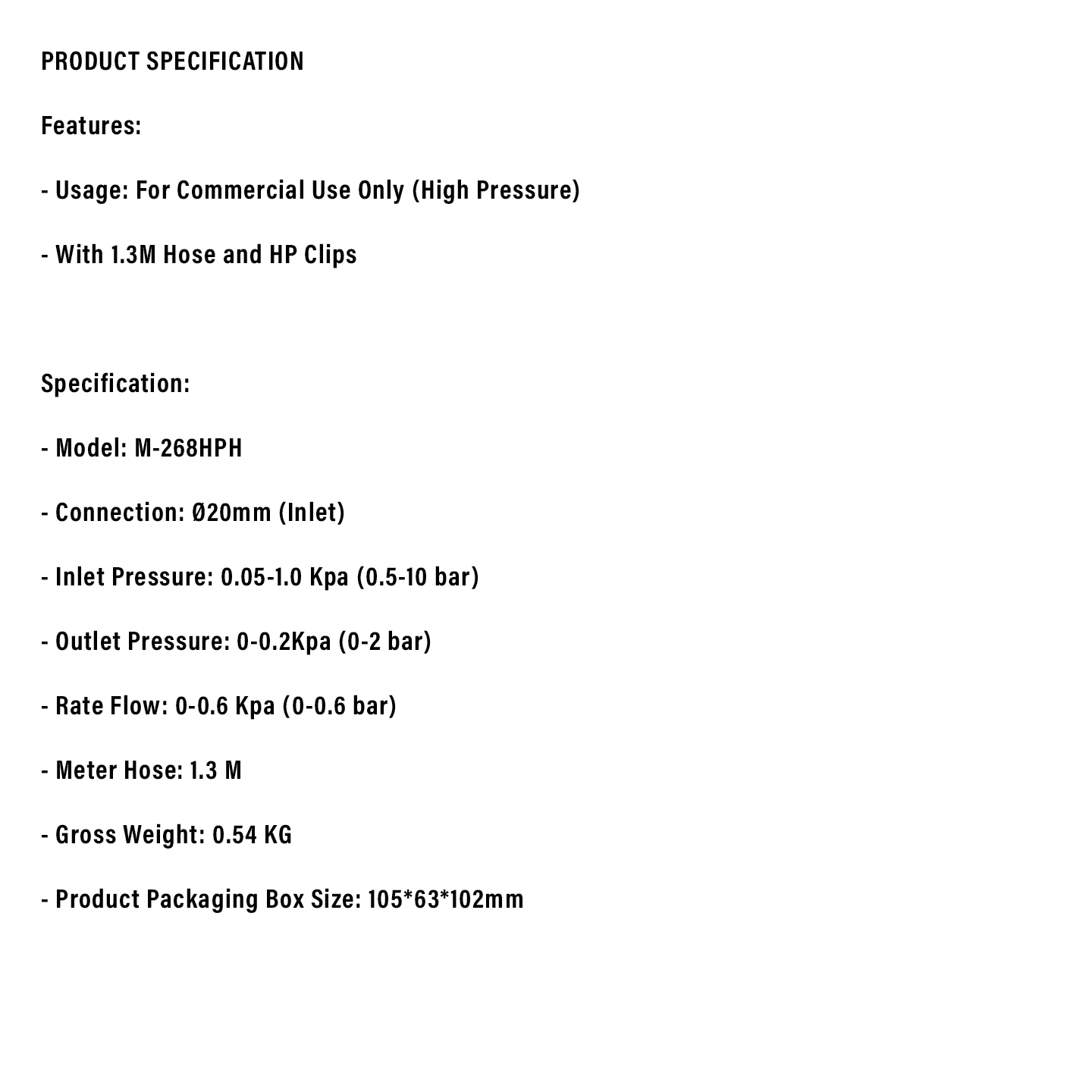 Milux High Pressure Gas Regulator with Gauge & Hose (M-268HPH)