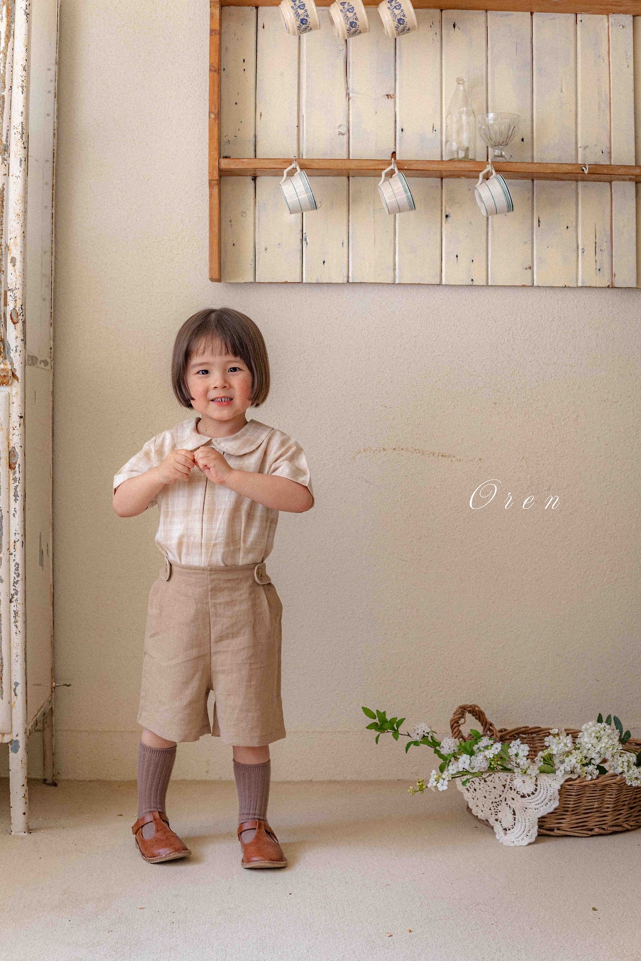 ☀️預訂 韓國直送☀️🇰🇷Oren Oliver兩色格紋純棉圓領短袖包屁衣/上下套裝