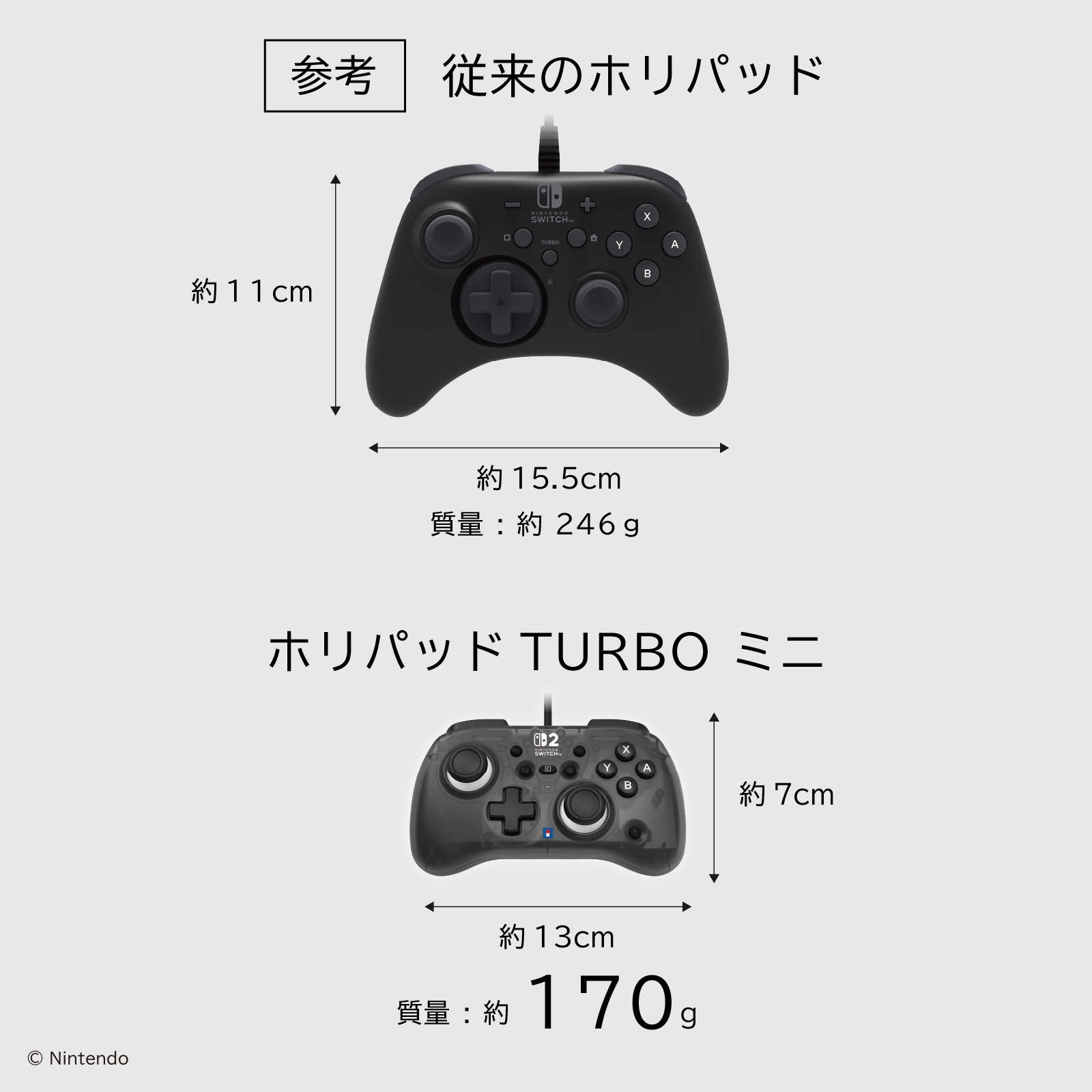 HORI NS2 有線控制器 mini 黑色 (NSX-222)        HORI NS2  Pad Tubro mini Smoke Black (NSX-222)