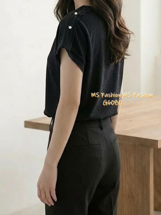 G6080 韓國🇰🇷簡約有款肩珠top