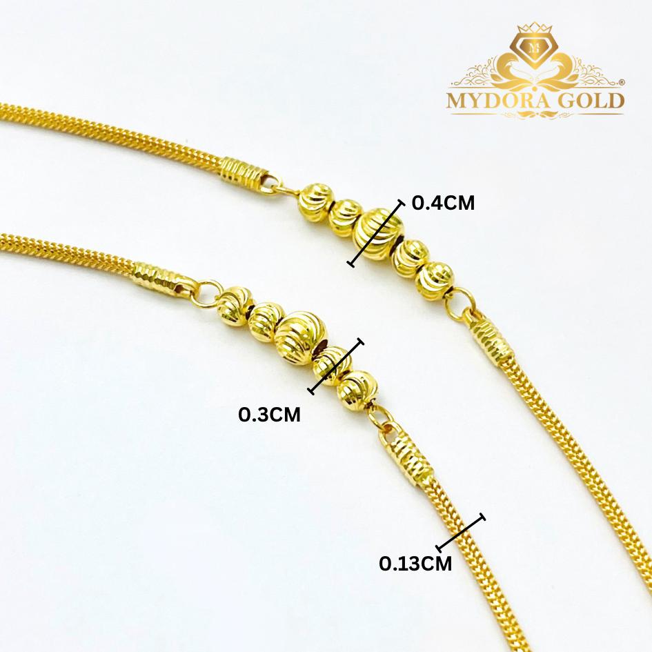 MYDORA Rantai Tangan Fesyen PDR + Mini Boba Perut Ular l EMAS 916/22K