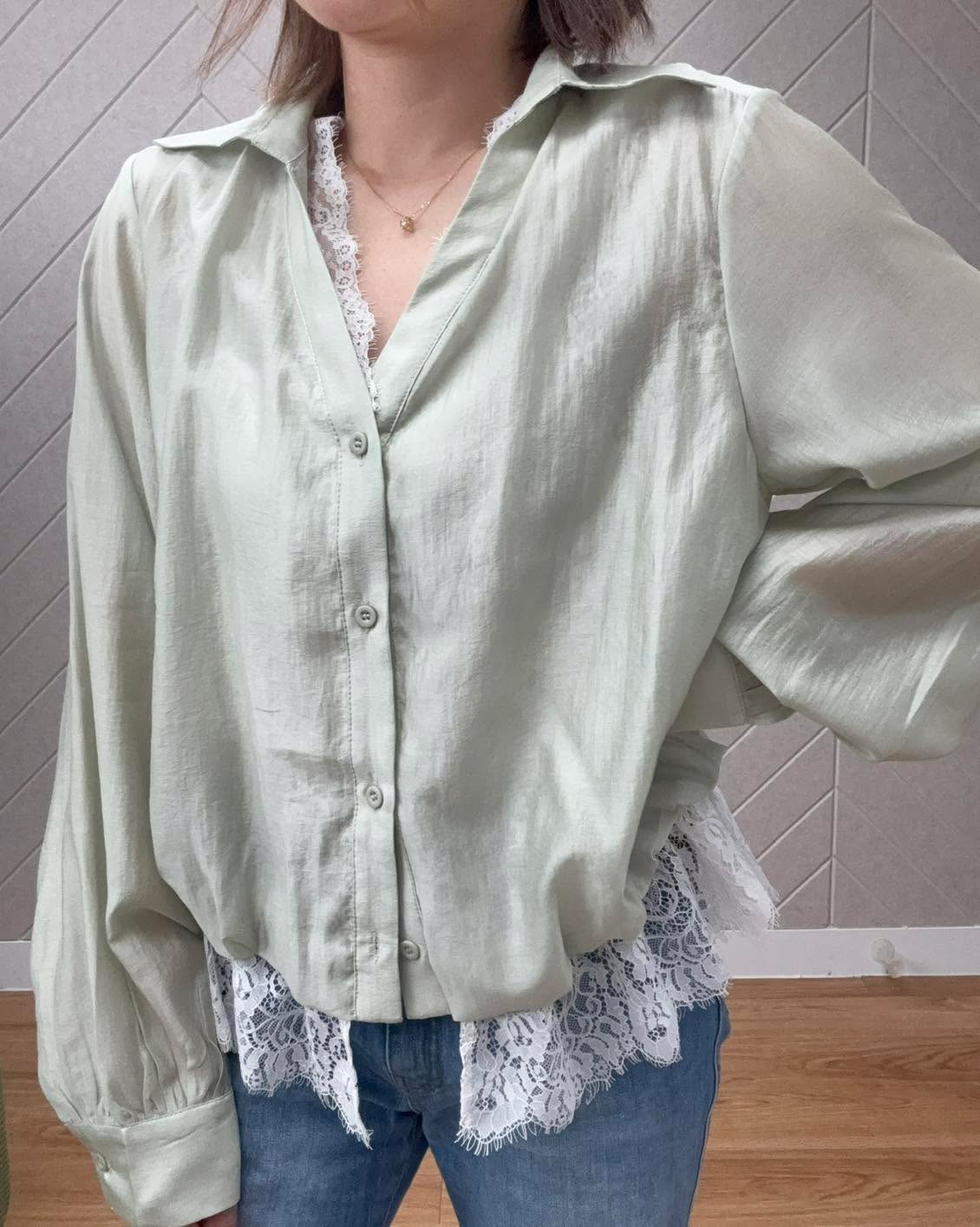 lace拼接假兩件恤衫