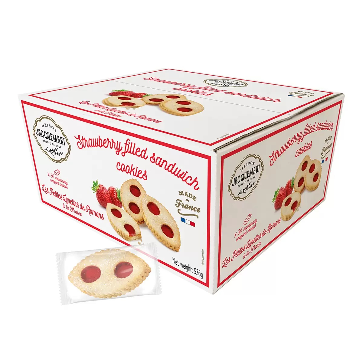 台灣Costco直送  法國Maison Jacquemart 草莓餡夾心餅 （一盒36入） 