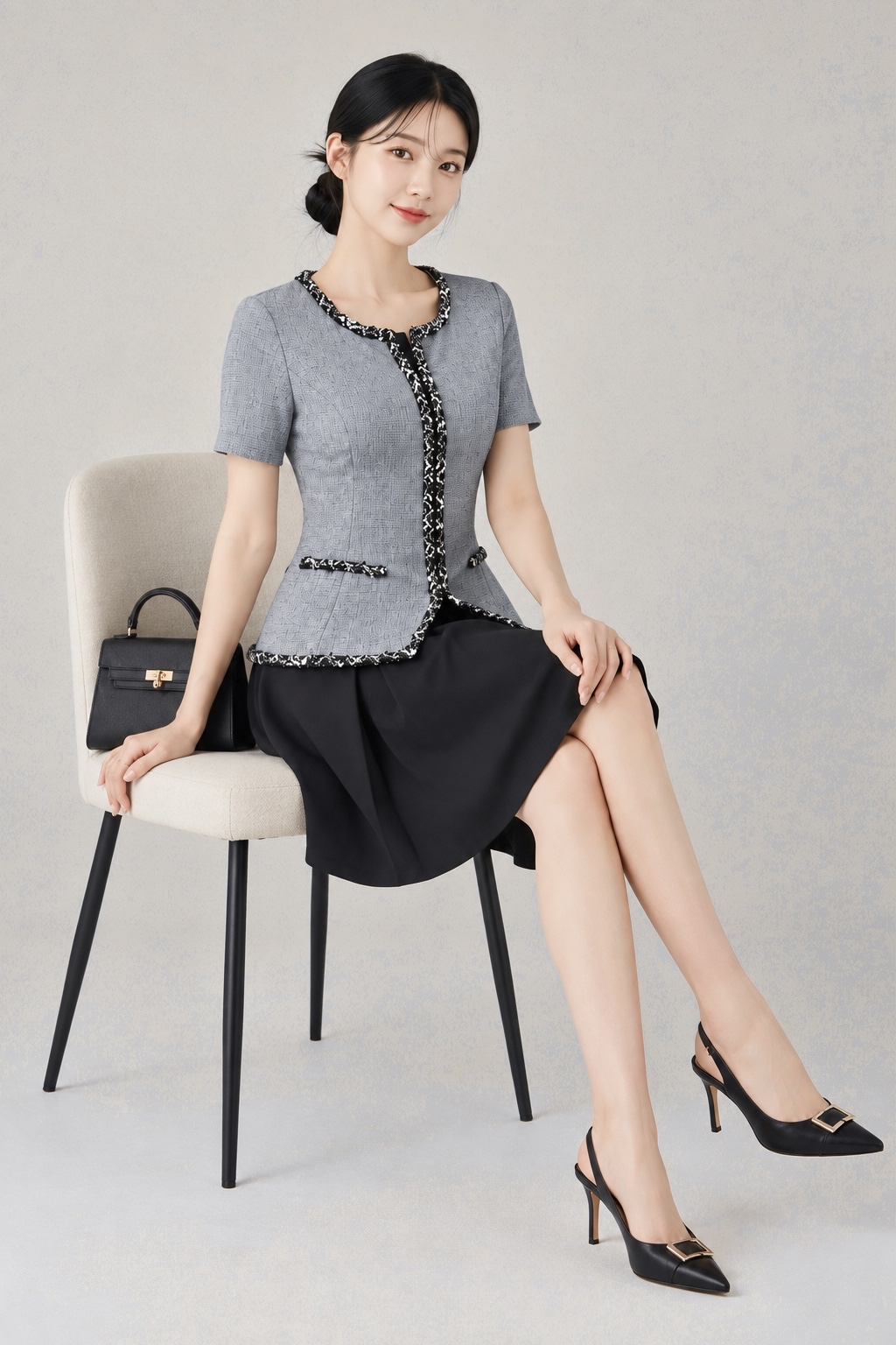 25601-1 Avery Contrast Trim Midi Dress