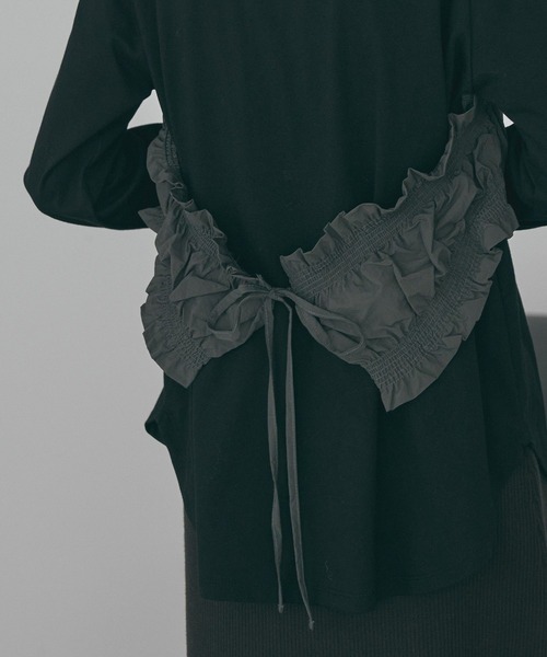 裹胸前設計感後綁帶上衣