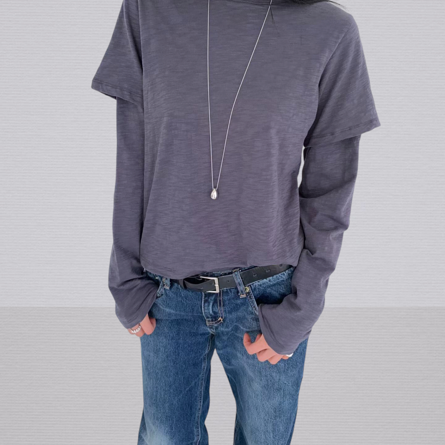 221533 假兩件淨色Tee