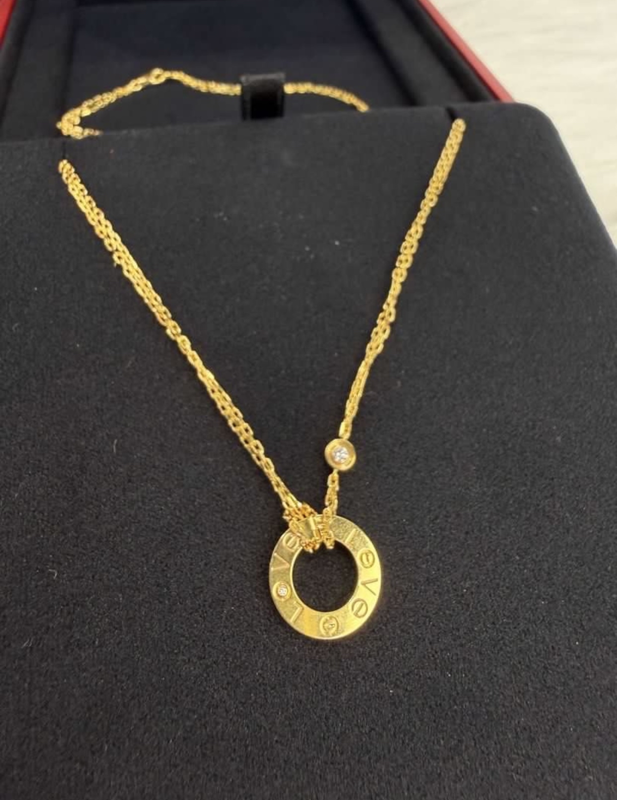 Cartier卡地亞 LOVE系列項鍊 18k黃金鑽石 小圓餅項圈+雙小鑽石 經典保值款女士首飾 23年10月 全套現貨