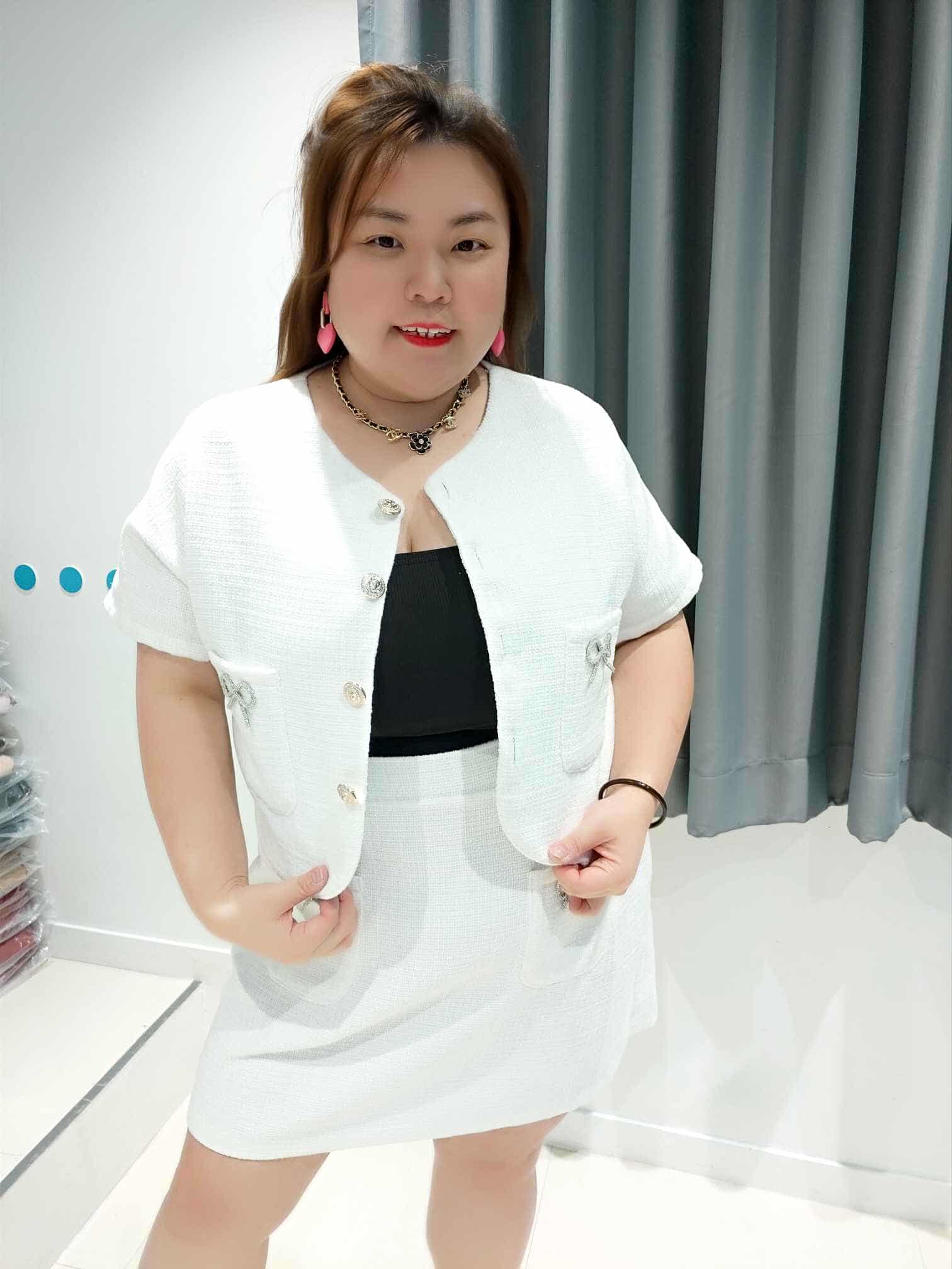 DOD02 银钻蝴蝶结小香风裤裙套装