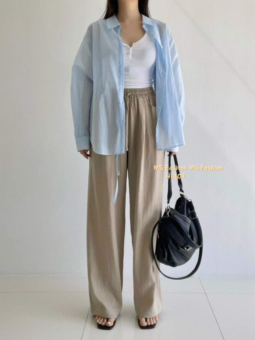 HL107 韓國🌼Howluk棉麻闊筒褲