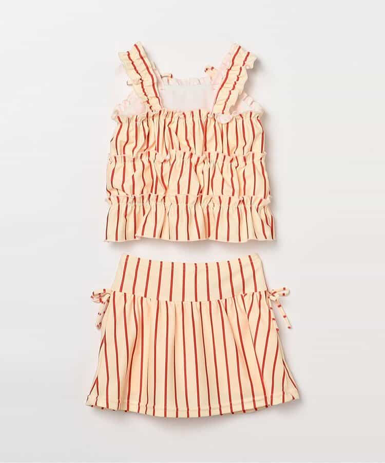 🇯🇵預訂 日本直送🇯🇵p.premier四色標籤圖案印花褶皺上衣和裙擺分體泳衣