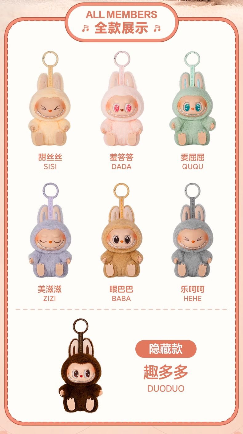 Labubu《THE MONSTERS》— 坐坐樂 軟膠毛絨盲盒