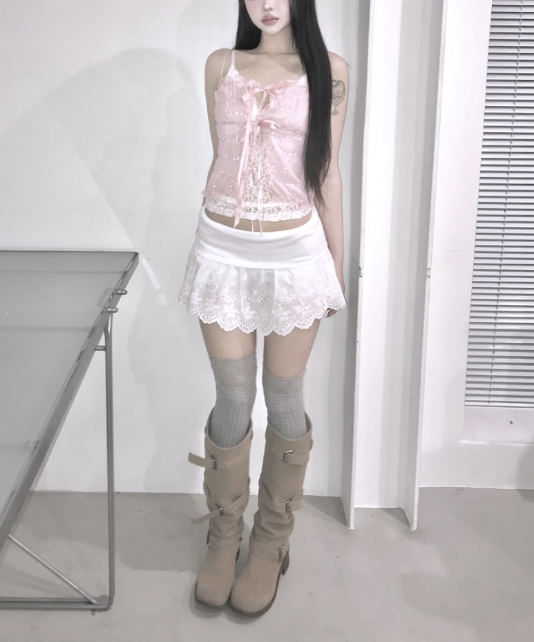 Ribbon Lace Mesh Sleeveless Top