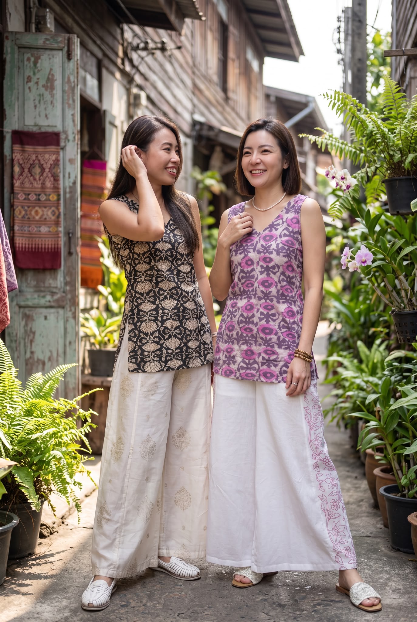 3172 Purple x Pink Blockprint Sleeveless Top (2 Way)