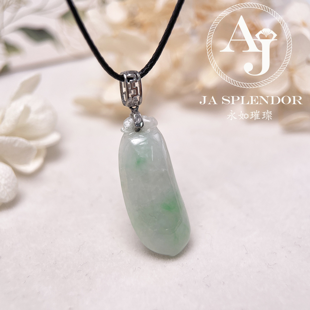 JNS-265 天然翡翠A玉 白底青萬壽果/福瓜吊墜