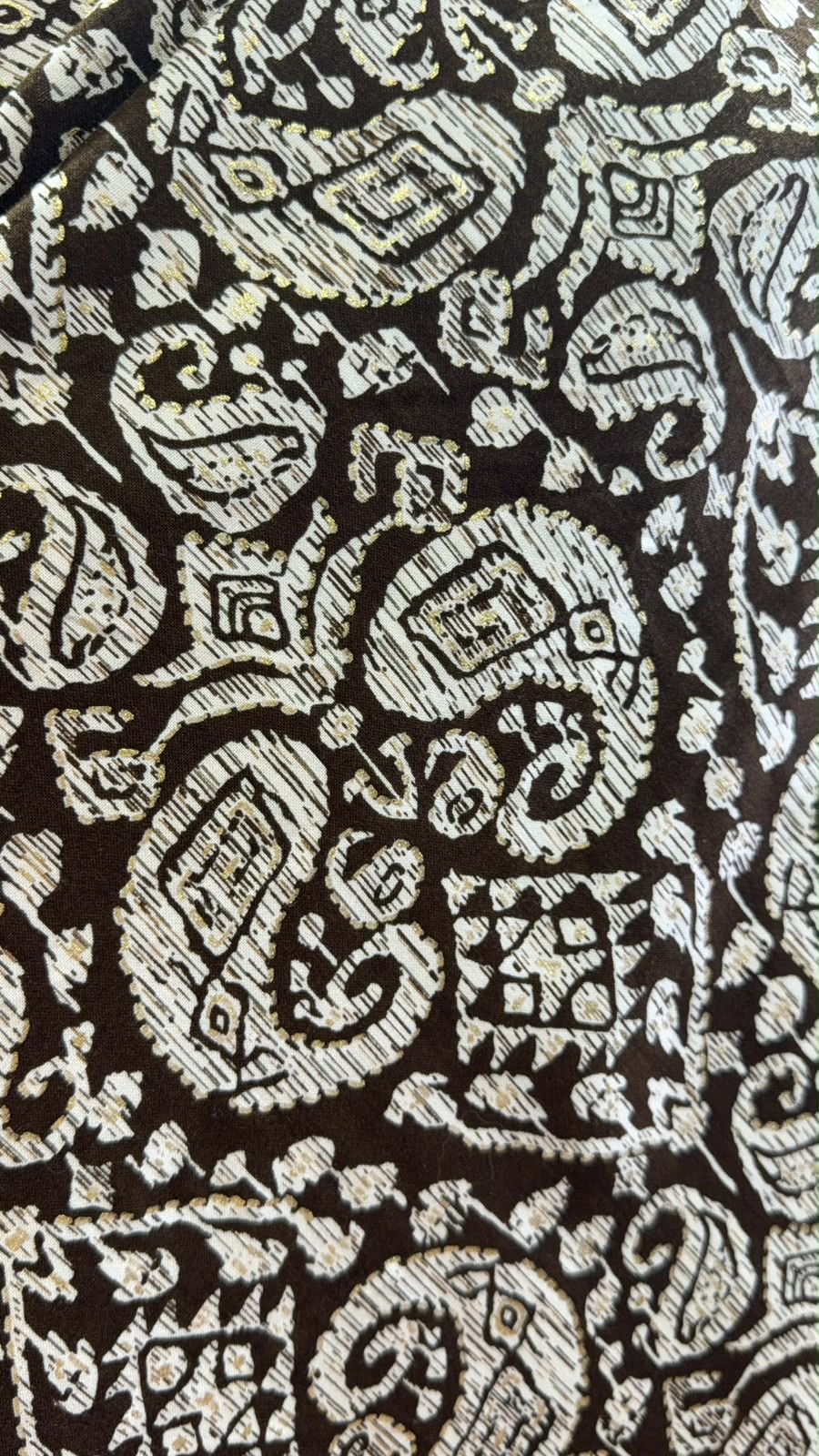 3146 Coffee Wooden Pattern Paisley A-Line Skirt 39"