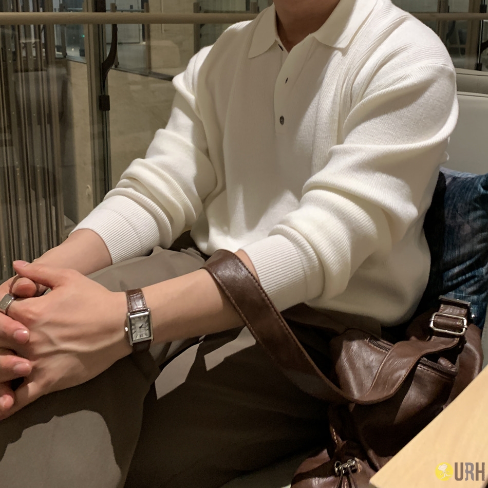 【100%保證韓國直送】經典立體哈吉編織鈕扣翻領針織衫 [6 color] RL114804