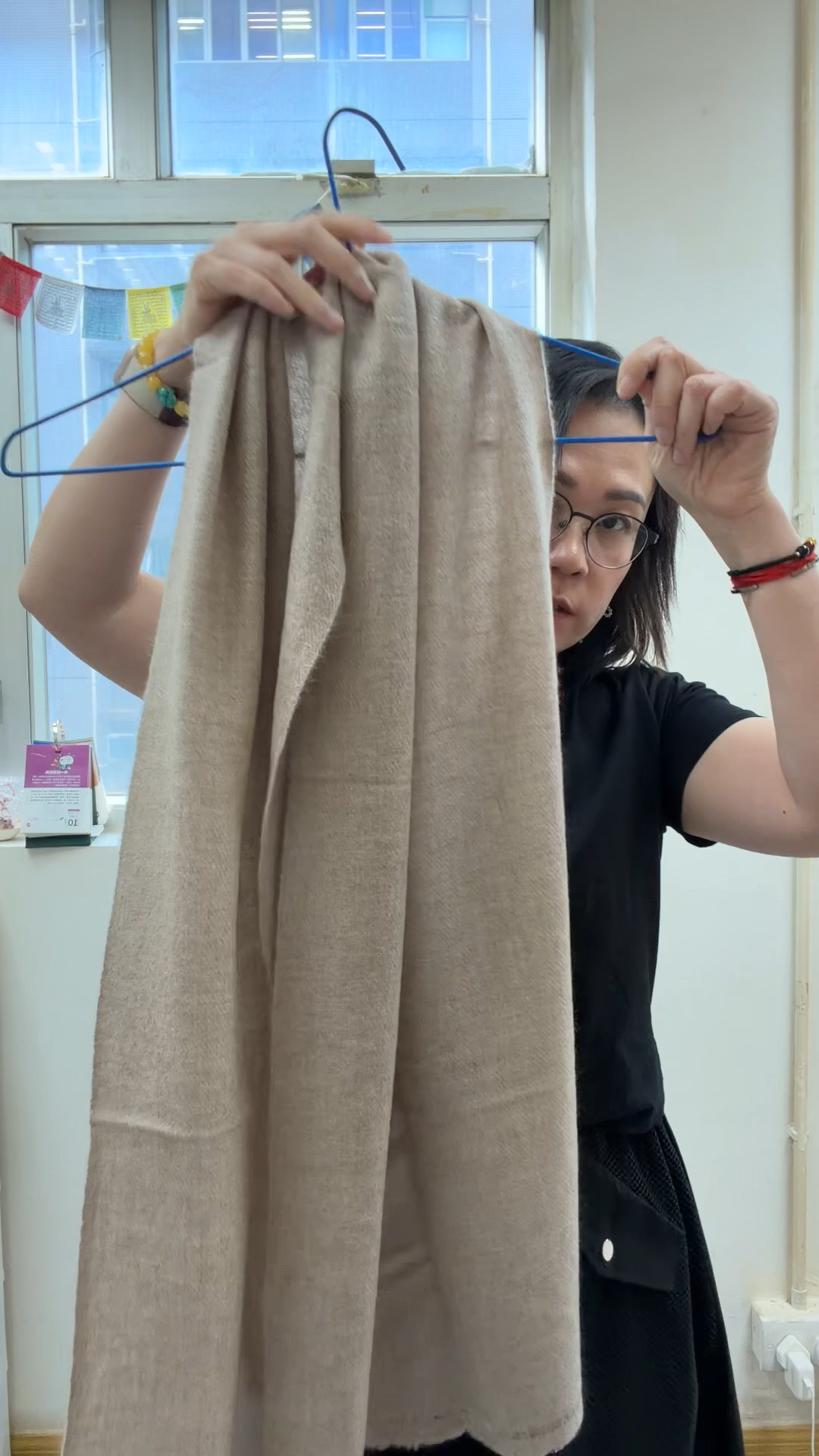 A407 尼泊爾100%純羊毛頸巾淺啡（簿，超柔軟）