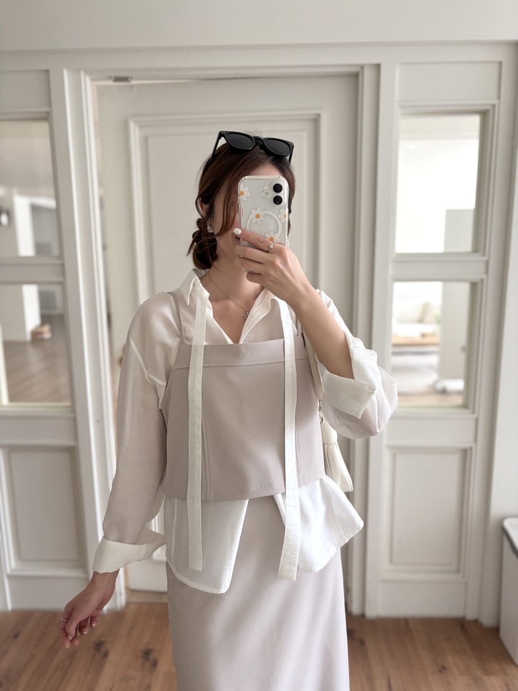 Tie Detail Sheer Blouse (Ivory)