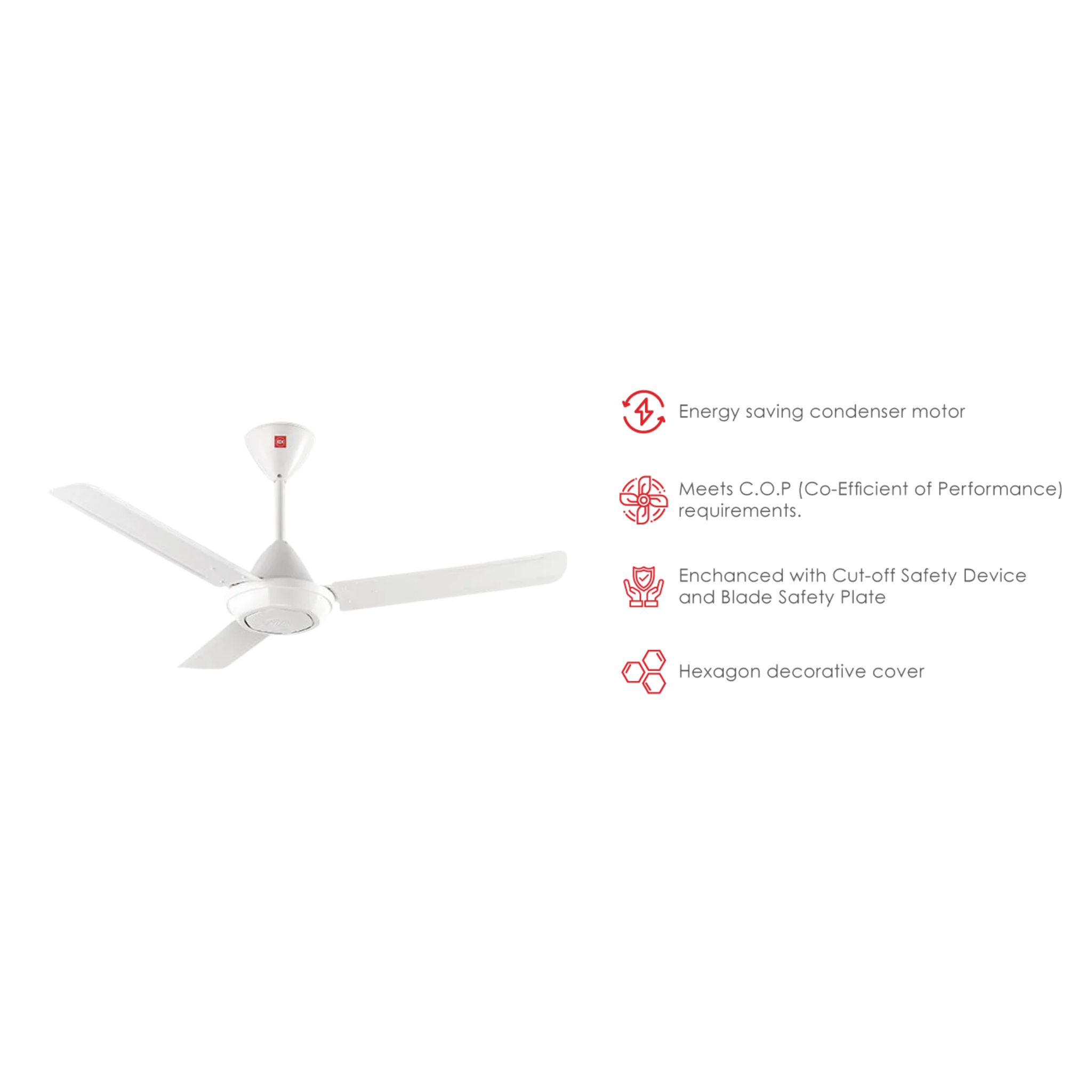KDK 48" 3-Blade Regulator Ceiling Fan K12V0 (White)