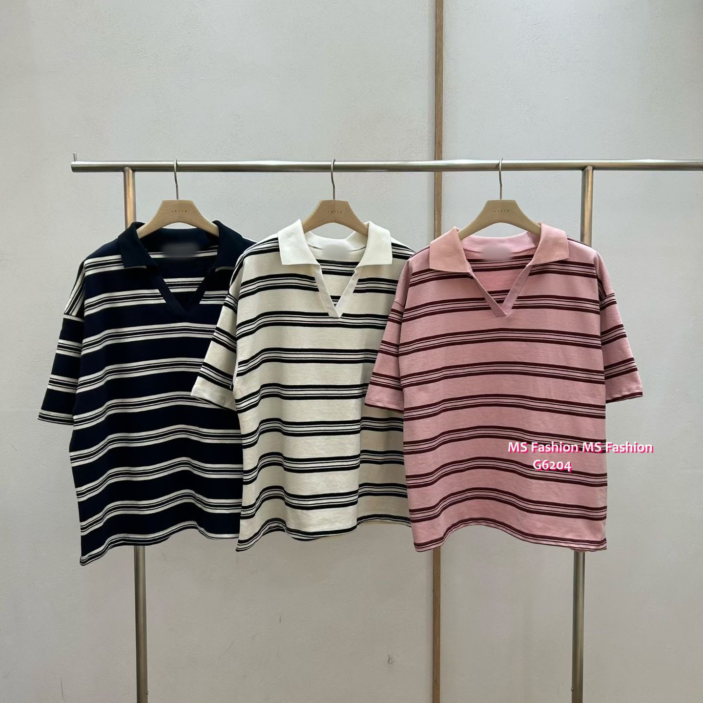 G6204 韓國🇰🇷反領V領橫間top