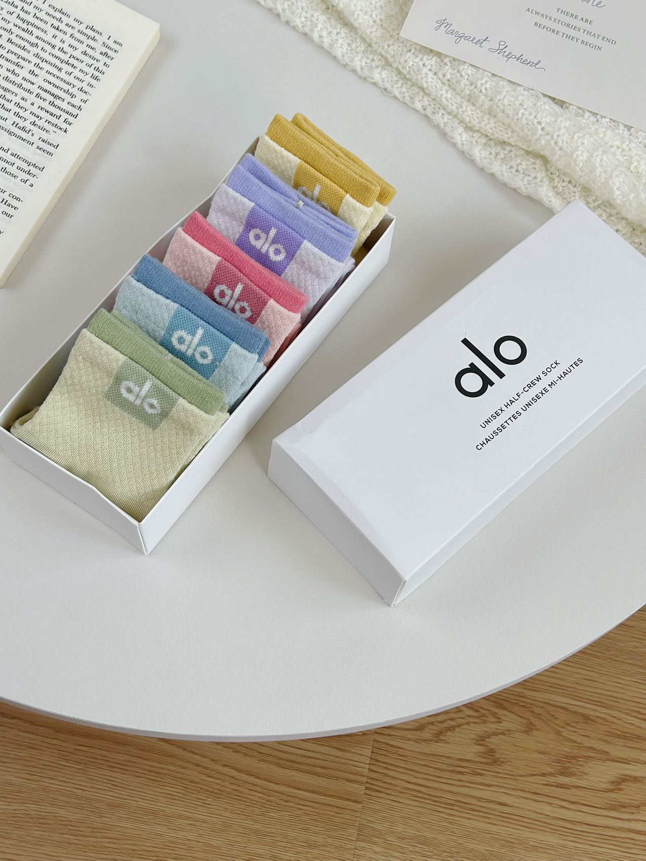 $45盒5對。Alo純原馬卡龍色系襪 (1盒5對)