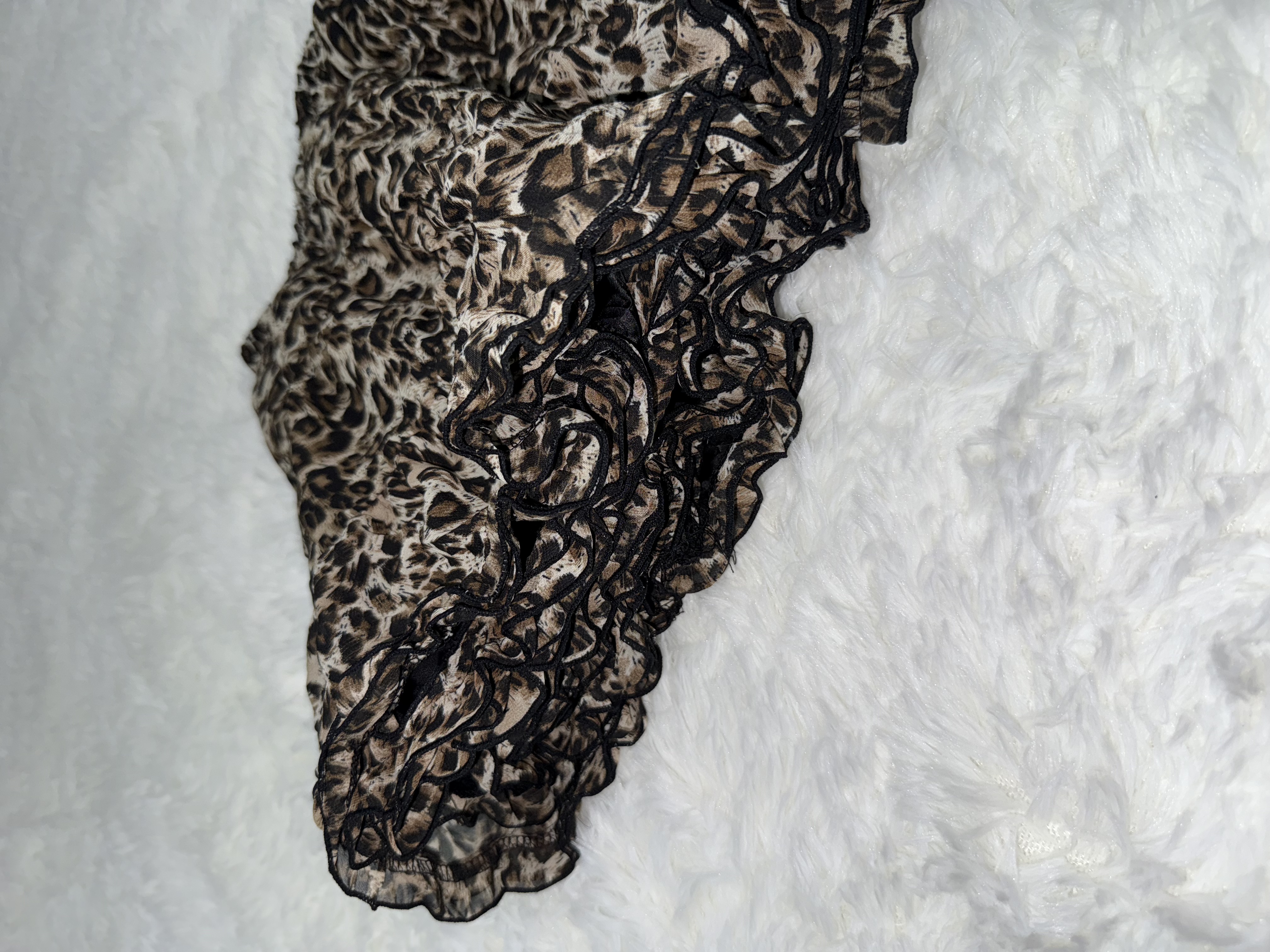 Leopard Print Layered Ruffle Mini Skirt 