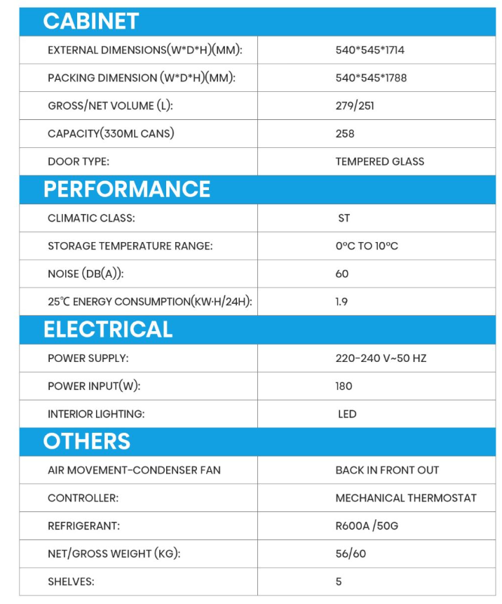 Hisense 251L Commercial Beverage Chiller (HSC-271FLB)