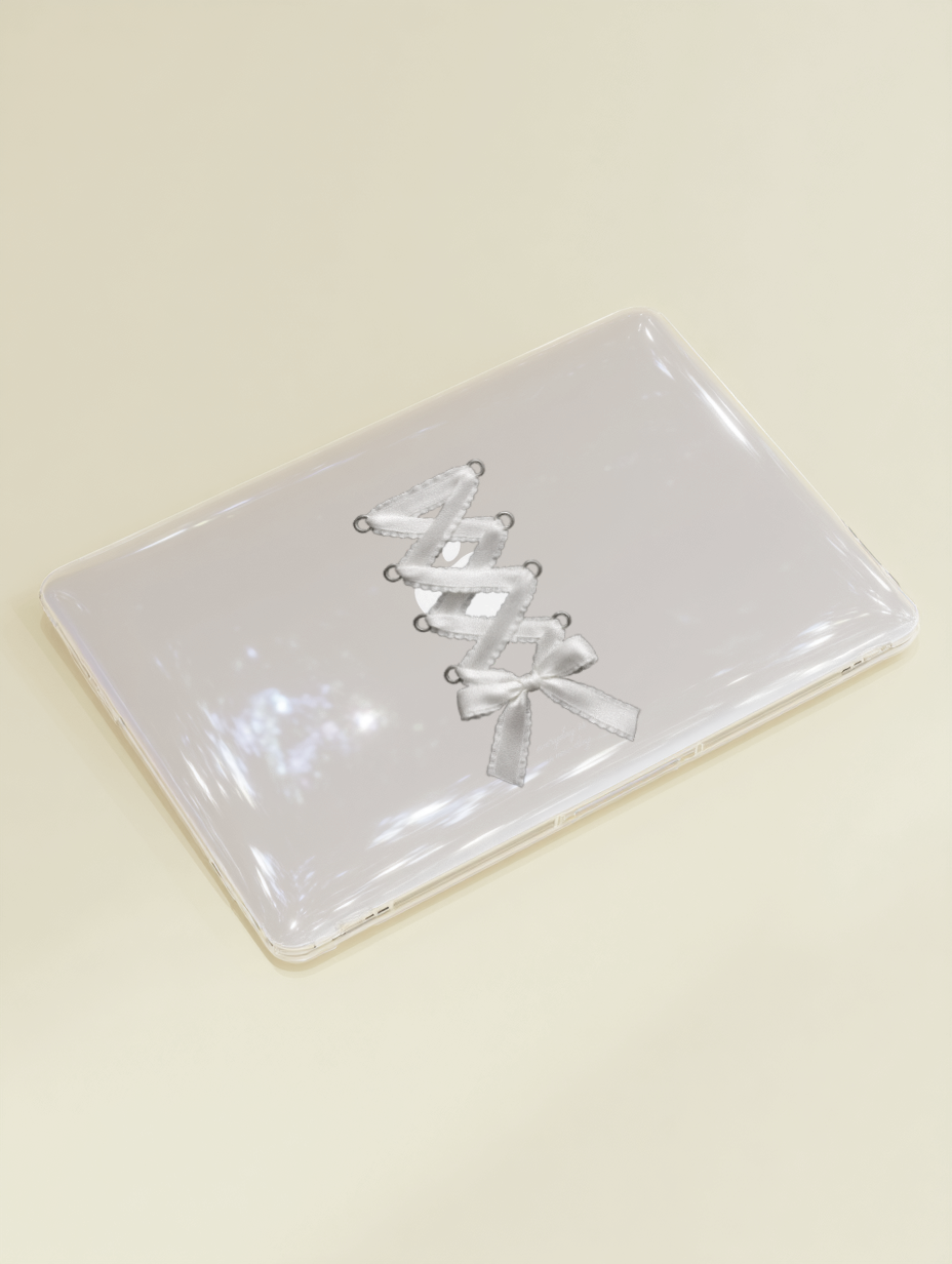 【Corset Milky Ribbon Bow】Transparent MacBook Protective Case