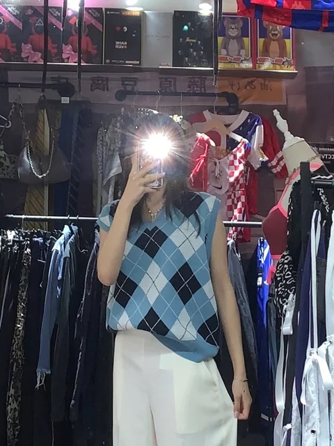 KR 校園風菱格馬甲 KR9073