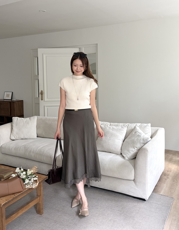 Lacie Asymmetric Skirt (Brown)