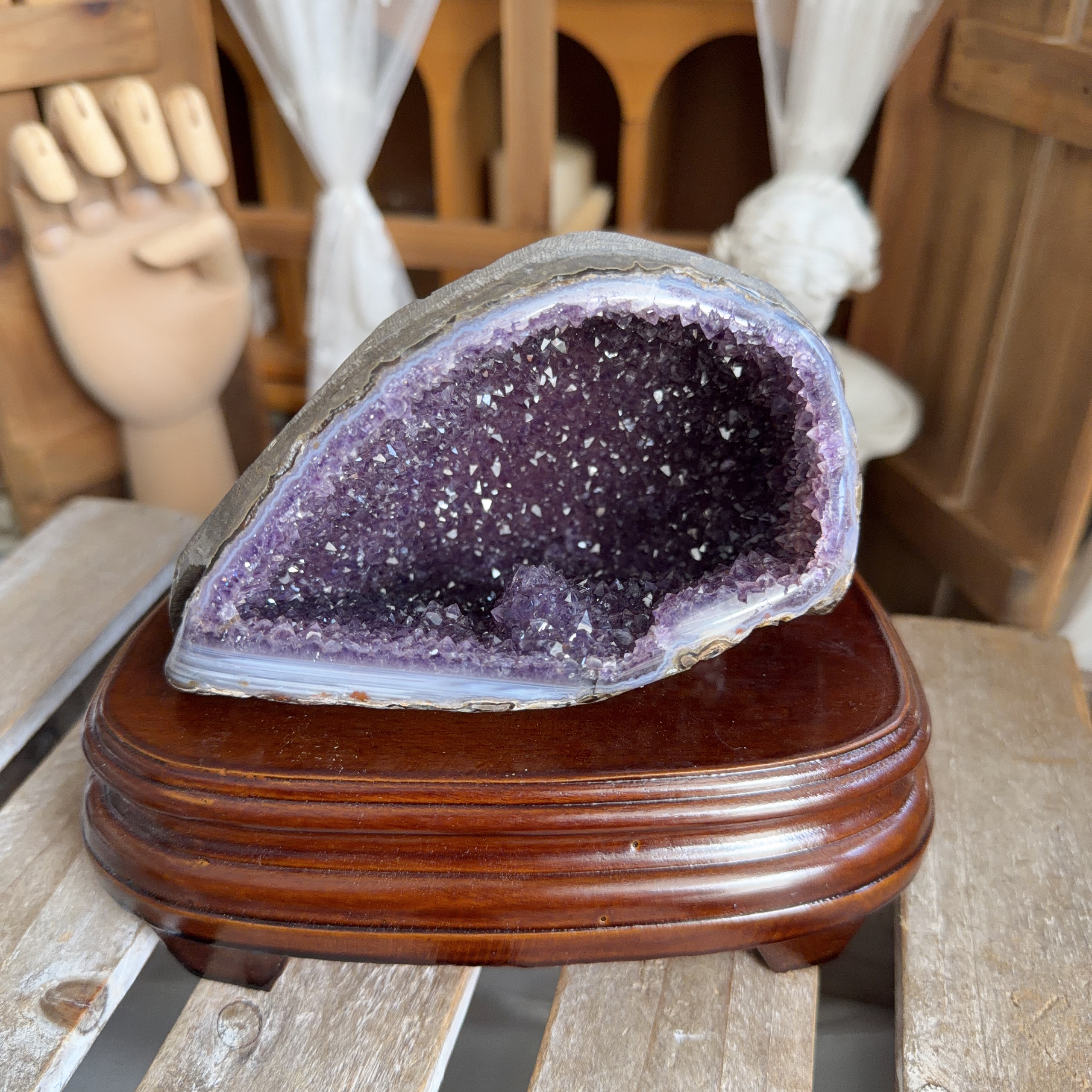 原皮紫晶錢袋子（包底座）