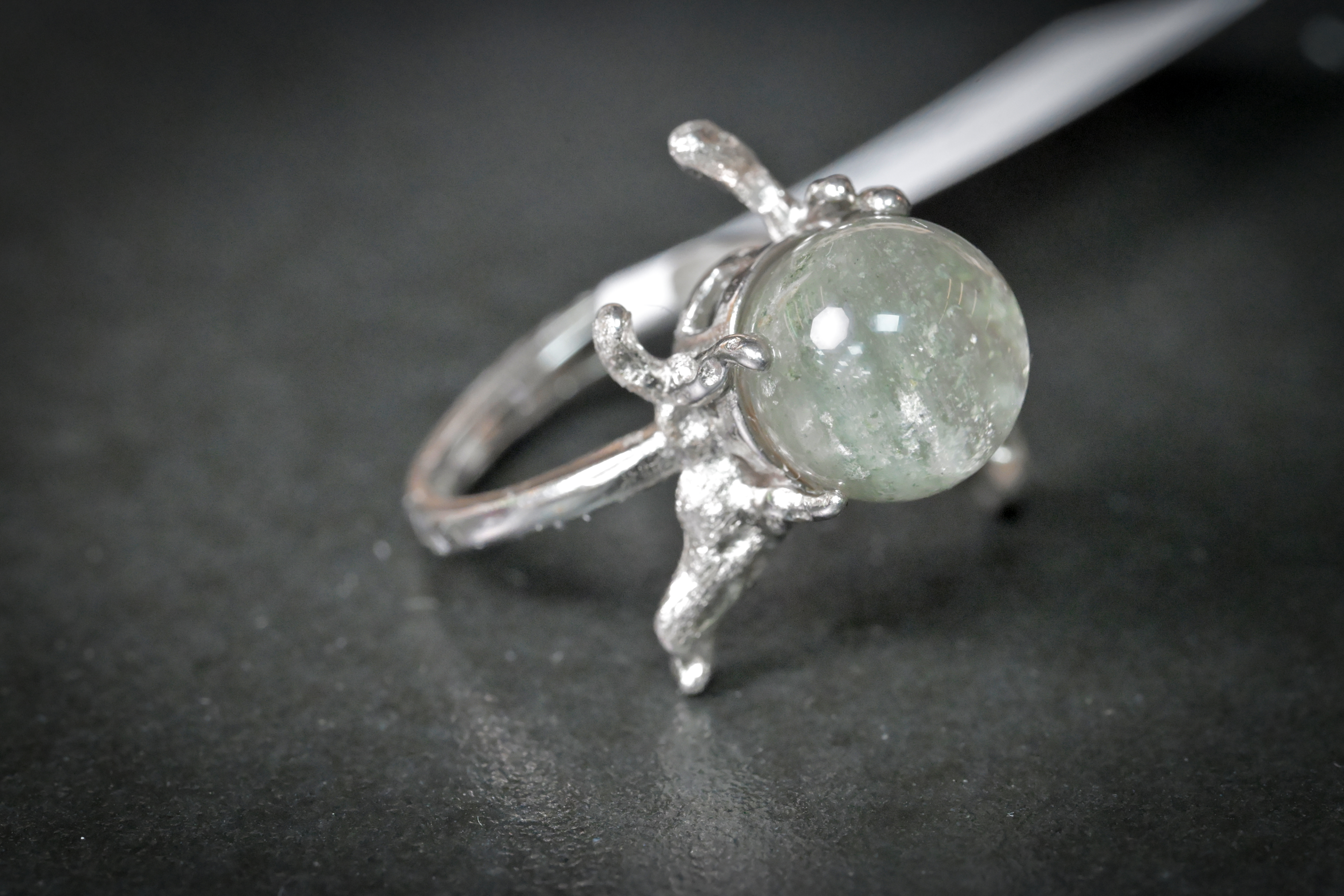 綠幽靈水晶純銀戒指 #031｜日信水晶 身心工房｜Green Phantom Crystal Sterling Silver Ring #031