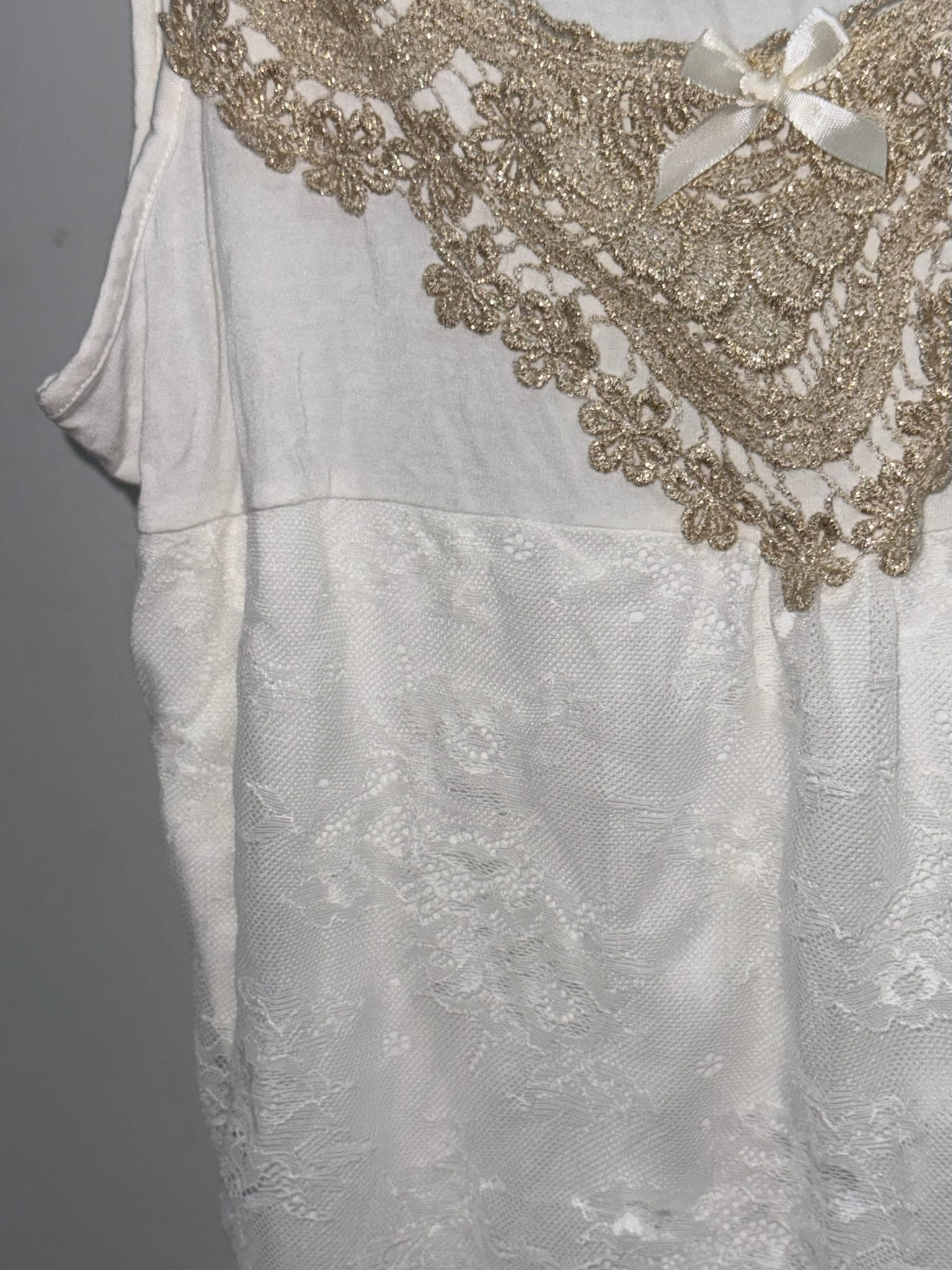 Antique Gold Bow Lace Cami