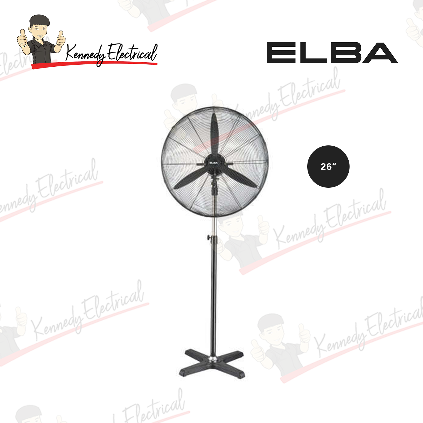 Elba 26" Industrial Stand Fan - 3 Blades EISF-G2601(BK)