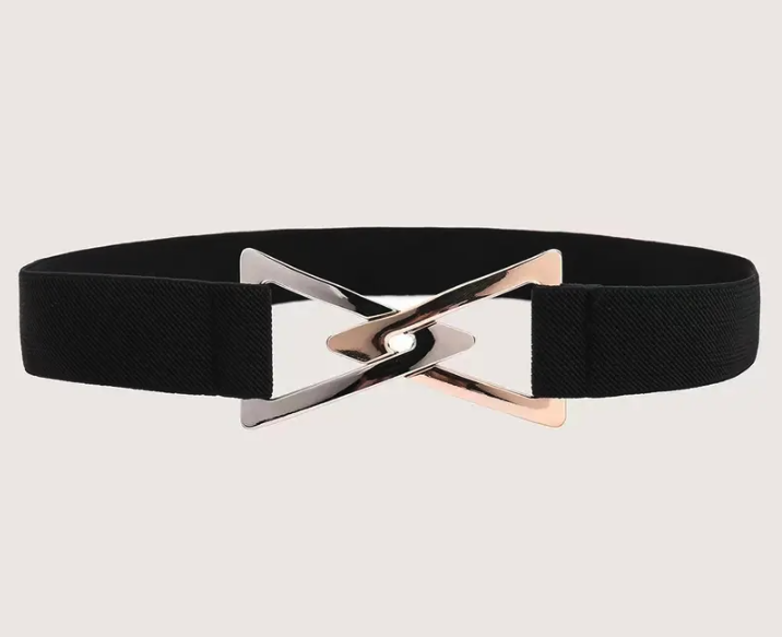 Stylish Triangle Buckle Belts Black Casual Elastic Waistband