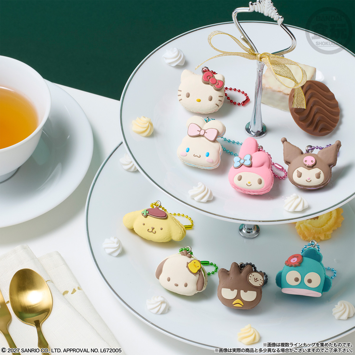 (預訂訂金 $100) (總價 $200) Bandai 三麗鷗角色 胖胖馬卡龍吊飾 & 充氣軟糖 食玩 (原盒10個) (行版) Sanrio Characters 
