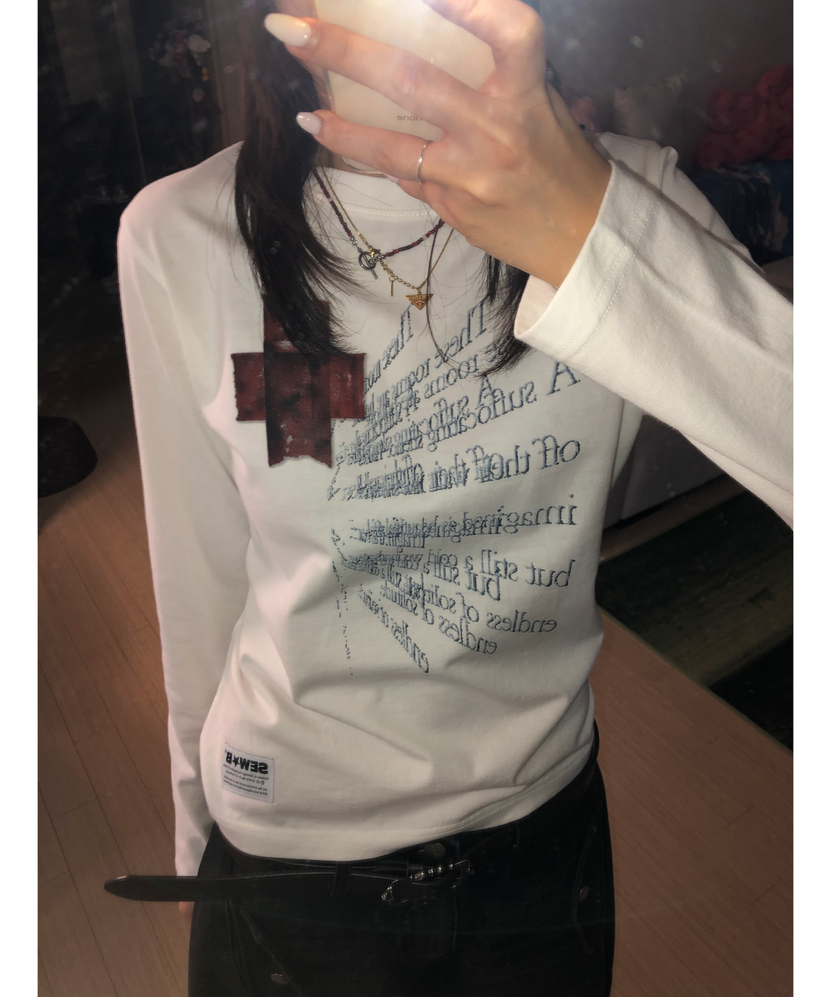 🇰🇷訂購｜SEW-B｜Semi-crop Red Band Long Sleeve T-shirt 