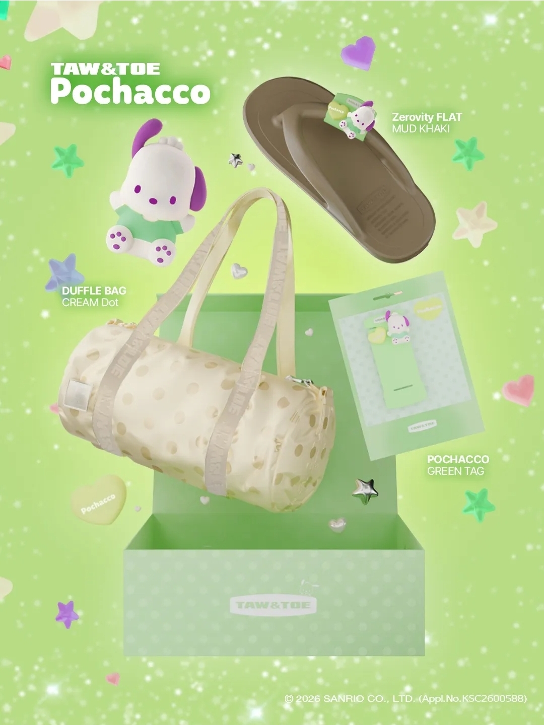 Sanrio × Taw & Toe 人字拖＋圓筒袋Set (玉桂狗＆PC狗款)