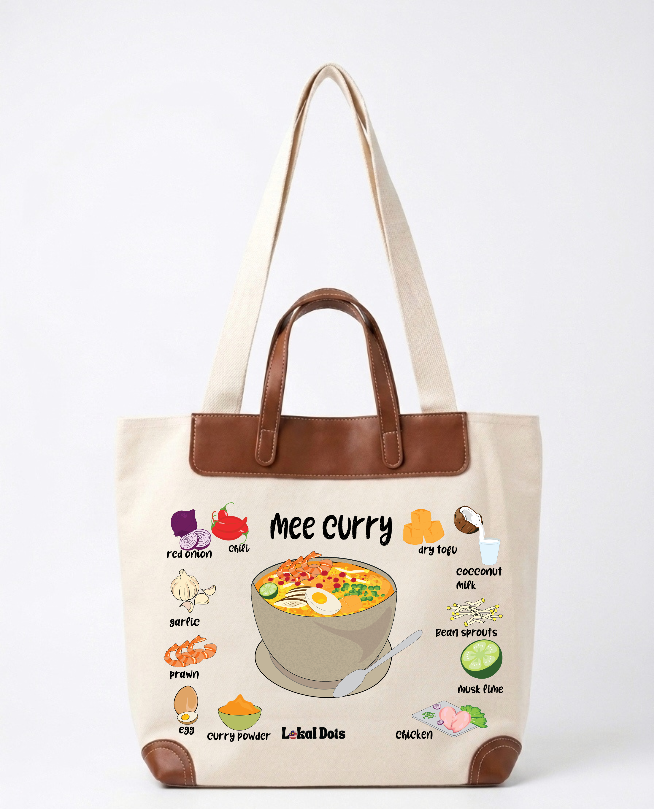 LD77 - PU Handle Tote Bag Mee Curry 