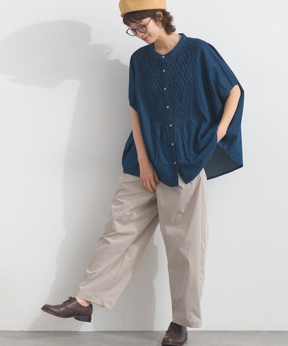 LP - 印度棉質鈕扣牛仔布襯衫 (深藍色)